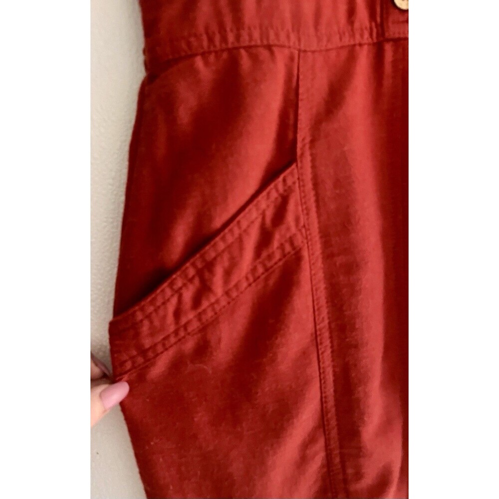 NWOT Japna Linen Blend Tank Knee Length Dress Pockets Womens XS Rust Red Orange - Picture 3 of 11